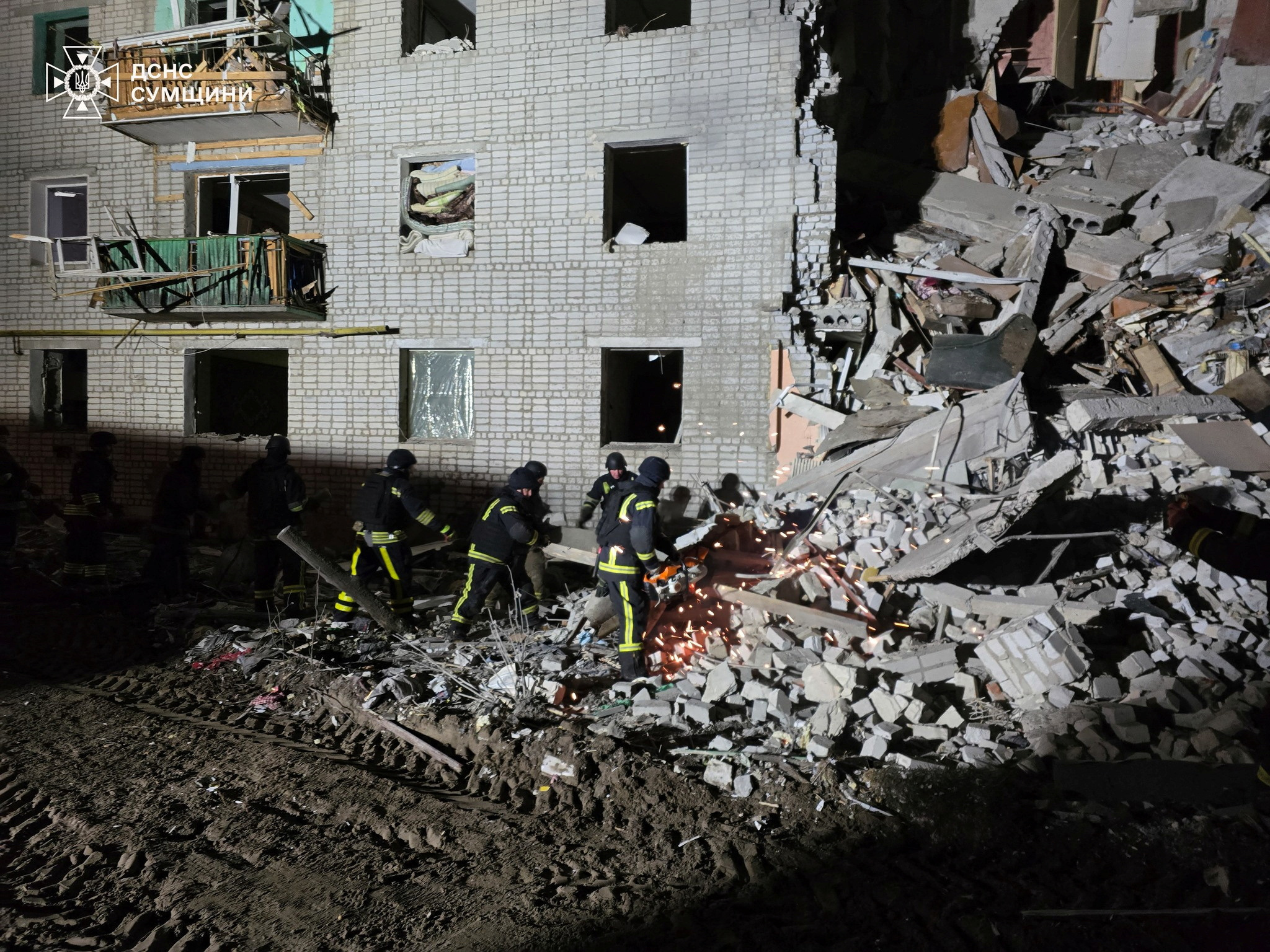 Aftermath of a Russian air strike in Sumy region