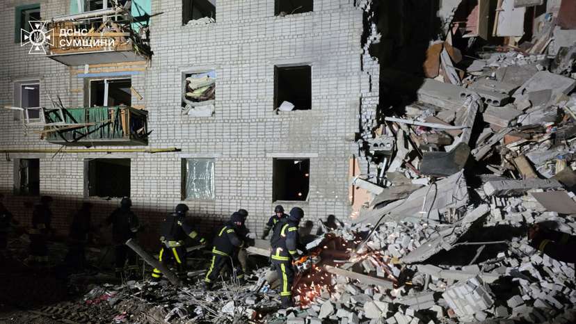 Aftermath of a Russian air strike in Sumy region