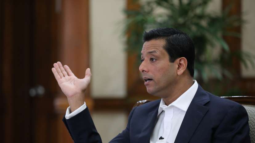 Sajeeb Wazed, son of the Prime Minister Sheikh Hasina and the Information and Communication Advisor of Bangladesh government, gestures during an interview with Reuters at the Prime Minister's residence in Dhaka