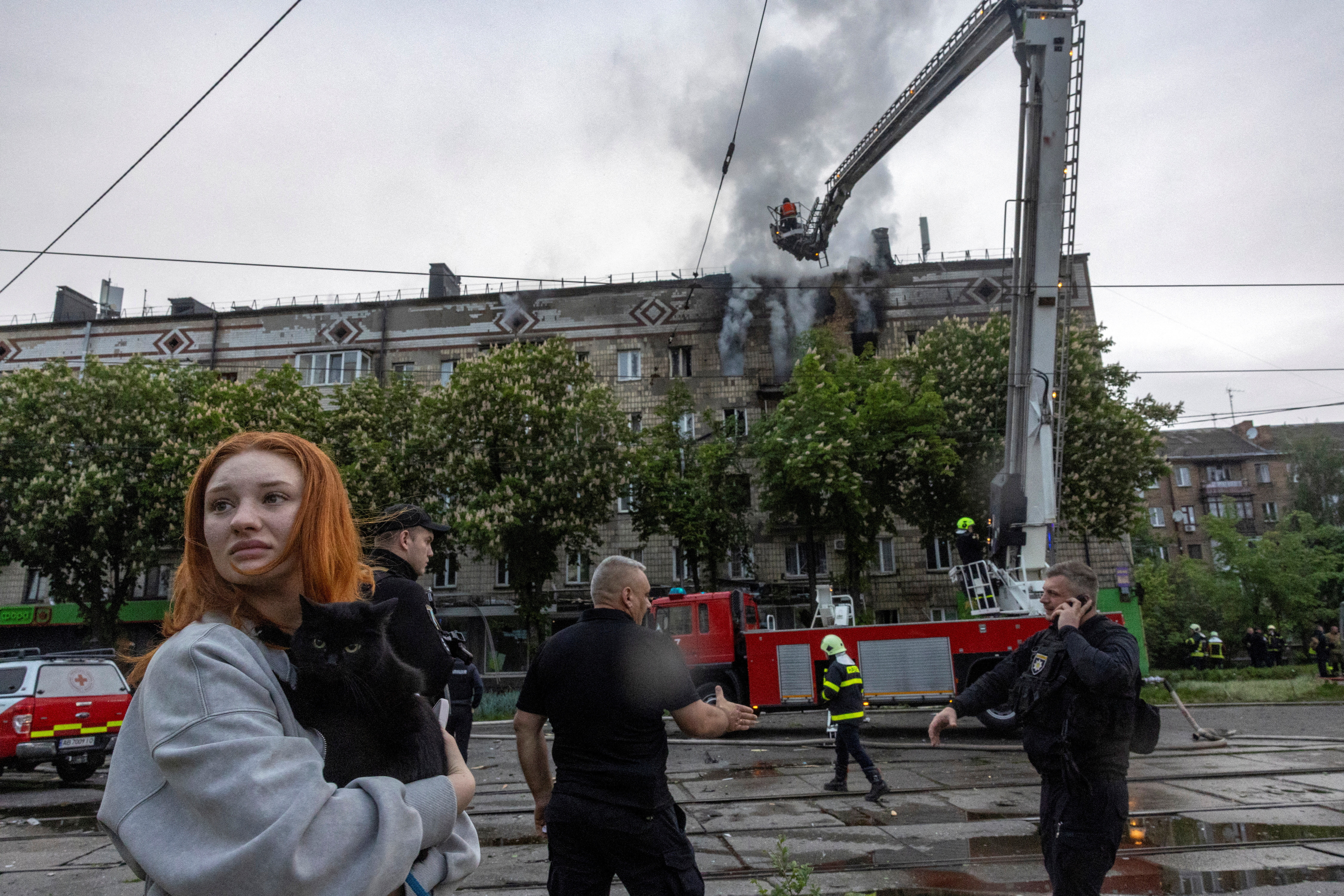 Aftermath of a Russian drone attack in Kyiv