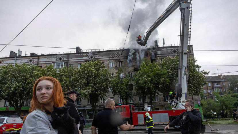Aftermath of a Russian drone attack in Kyiv
