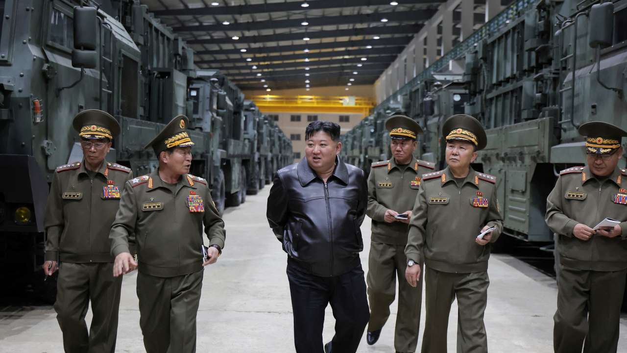 North Korean leader Kim Jong Un oversees a tactical missile weapons system