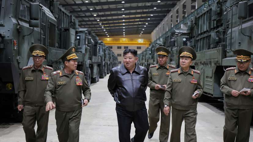 North Korean leader Kim Jong Un oversees a tactical missile weapons system
