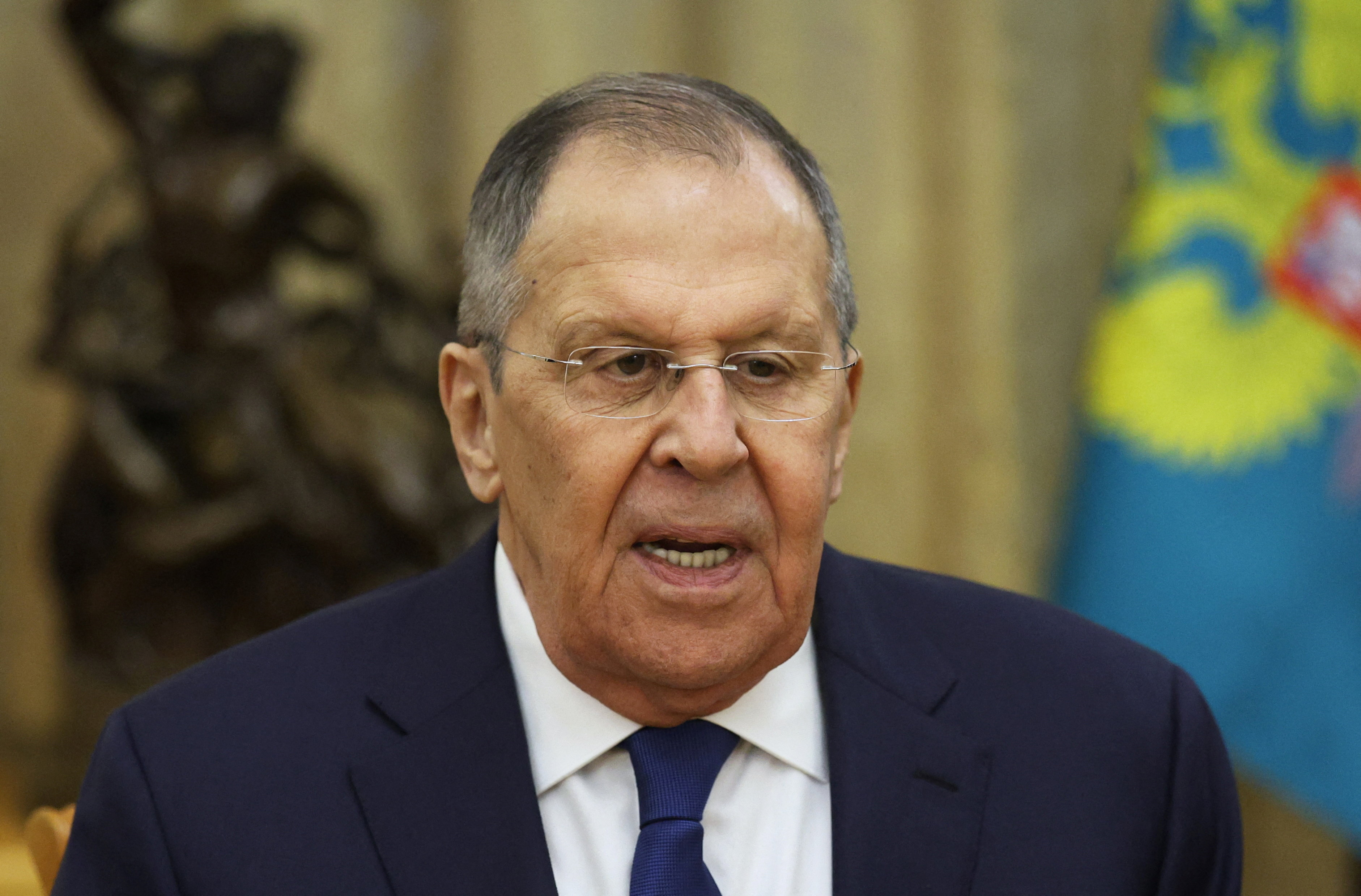 Russian Foreign Minister Sergei Lavrov attends a meeting in Moscow, Russia