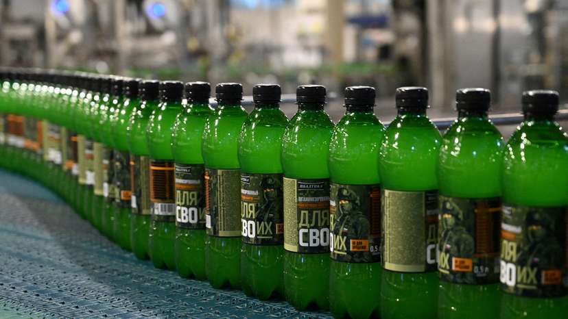 FILE PHOTO: Production of an energy drink for Russian service members in Rostov-on-Don