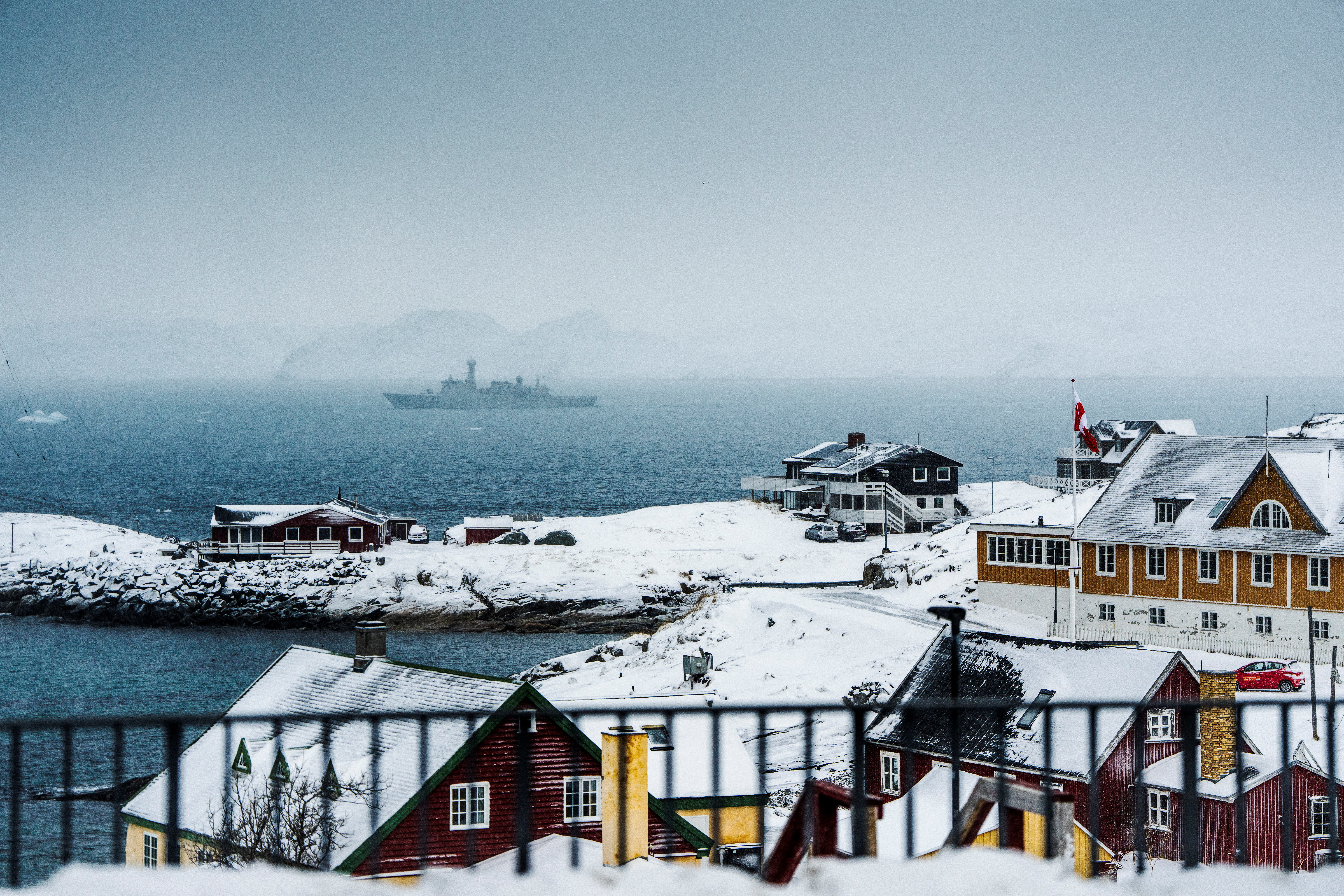 The Danish Navy's HDMS Vaedderen ship sails off Nuuk