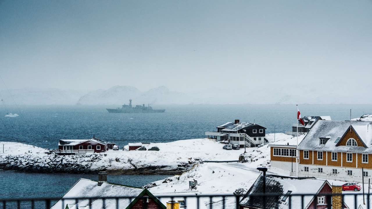 The Danish Navy's HDMS Vaedderen ship sails off Nuuk