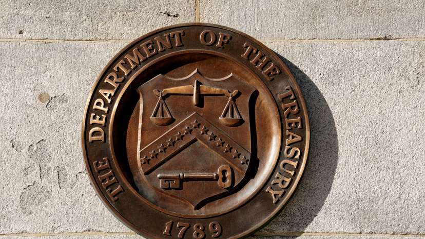 FILE PHOTO: The U.S Treasury building in Washington.