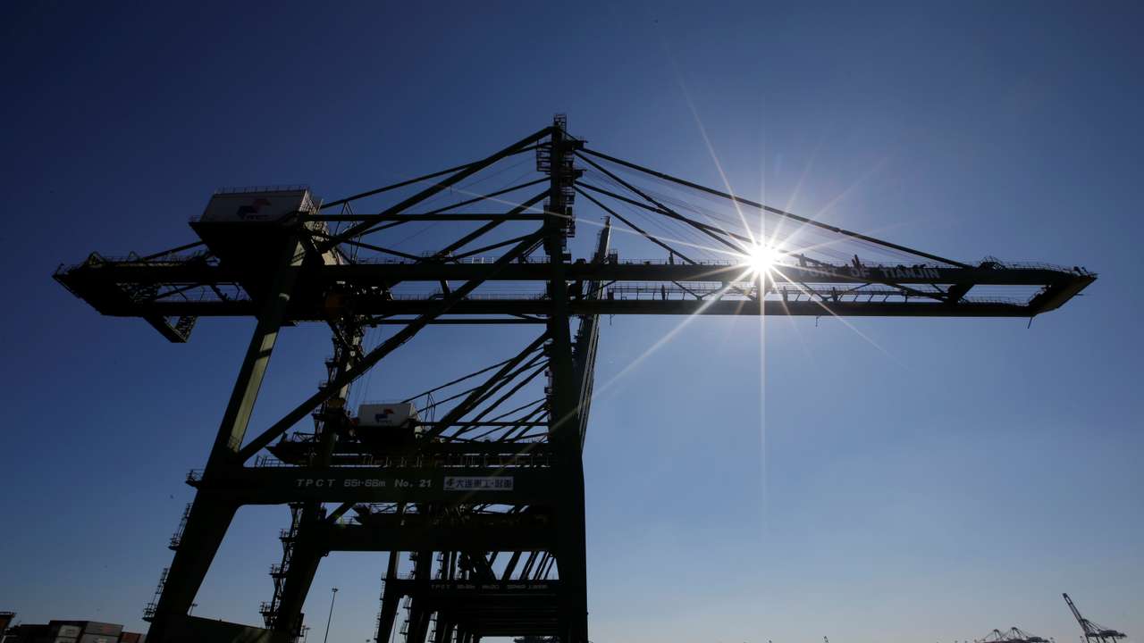 A general view shows Tianjin Port