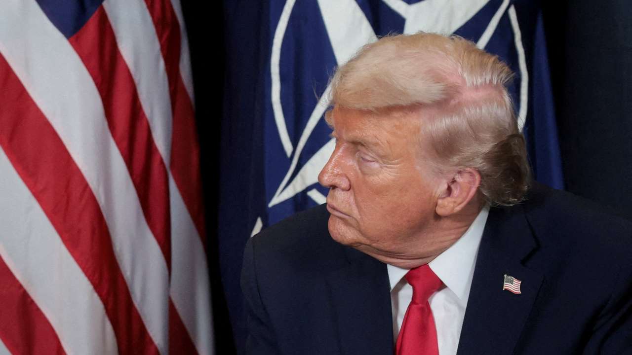 FILE PHOTO: U.S. President Trump holds a bilateral meeting with NATO Secretary General Mark Rutte, at the World Economic Forum in Davos