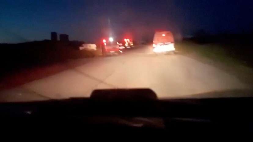 FILE PHOTO: Screenshot from a video published by the Palestinian Red Crescent shows the last moments during the incident in which aid workers were killed in Israeli fire in the southern Gaza Strip