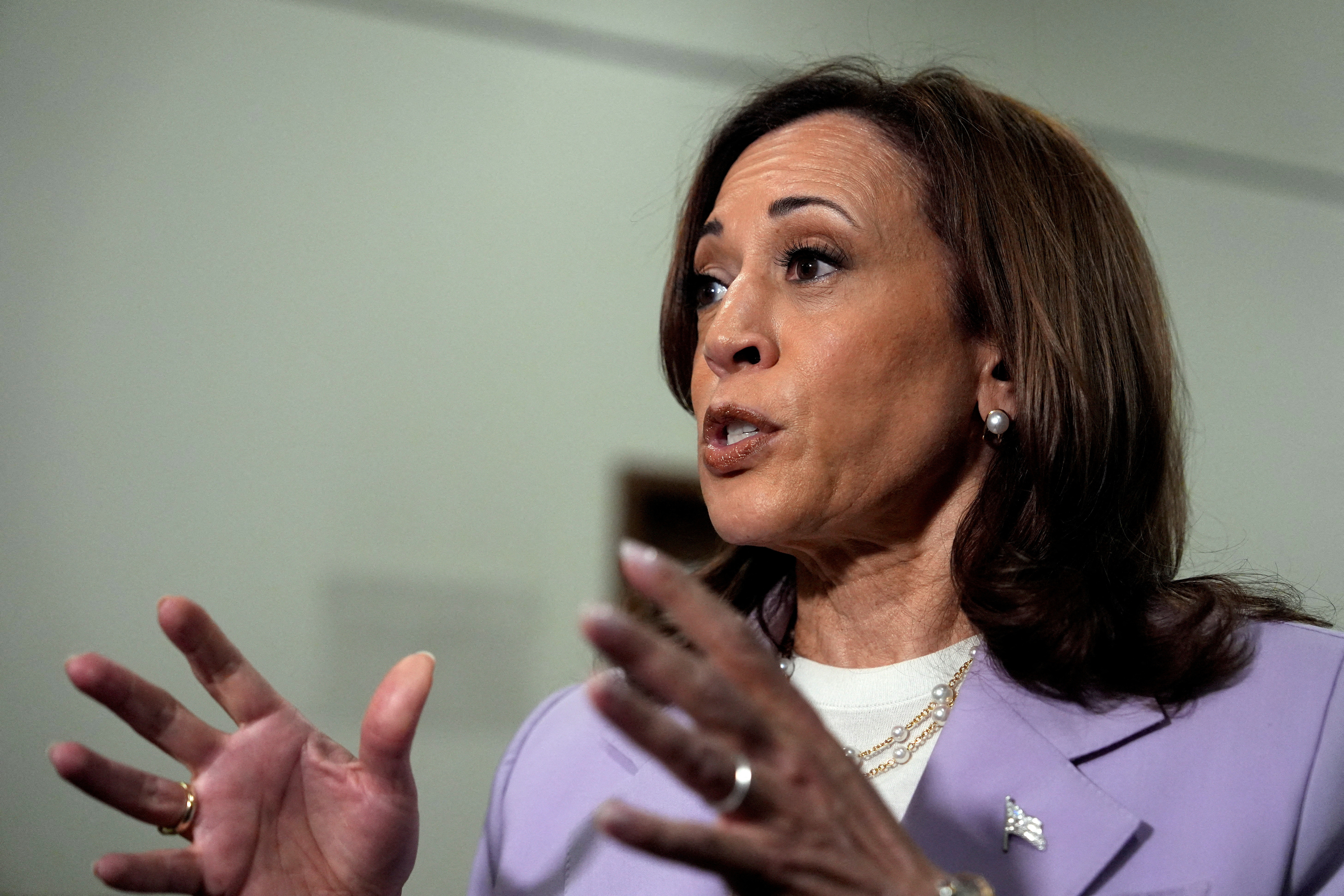 U.S. Vice President and Democratic presidential candidate Kamala Harris gives remarks at the Sheraton hotel, in Phoenix
