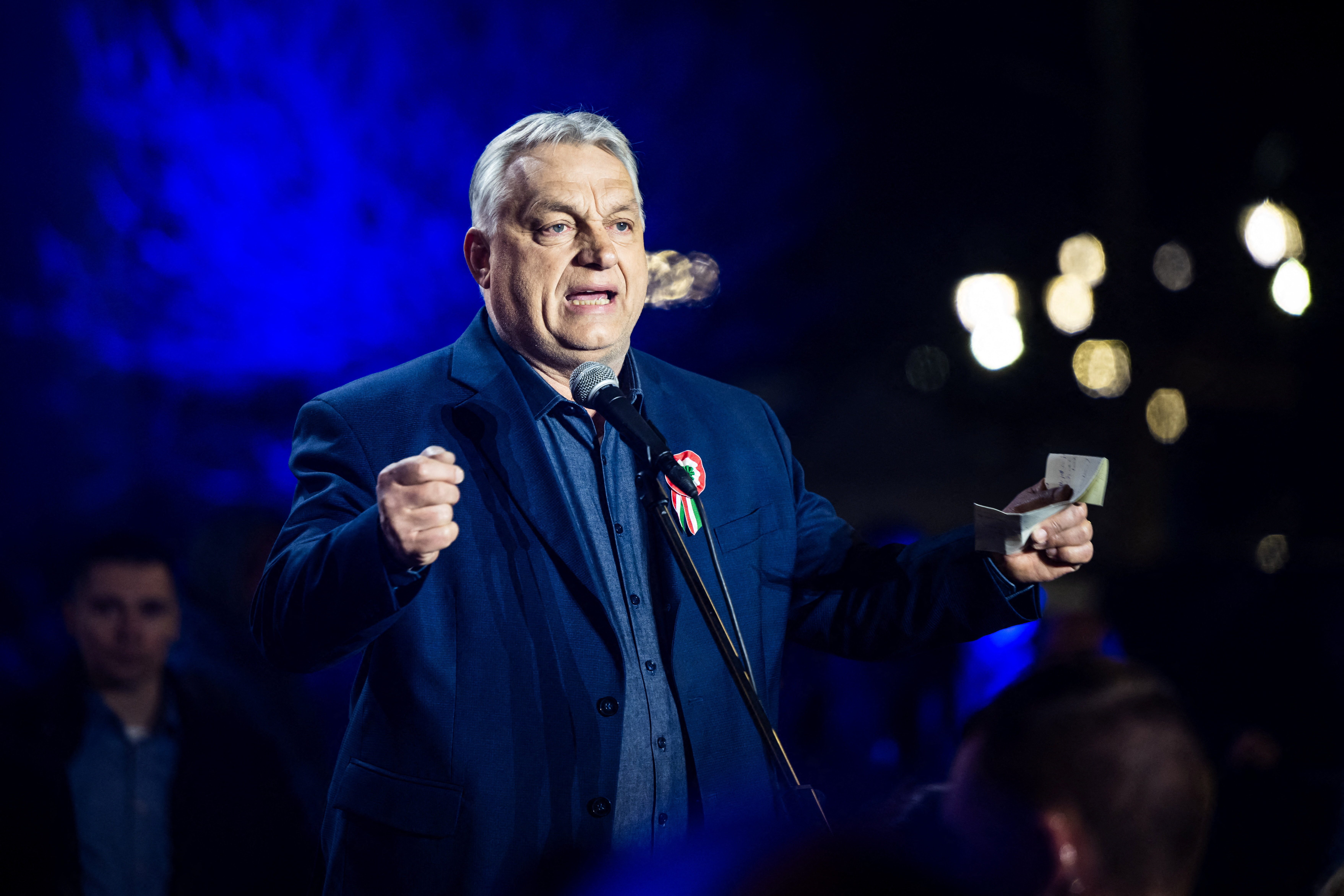 Hungarian Prime Minister Viktor Orban at an election campaign rally
