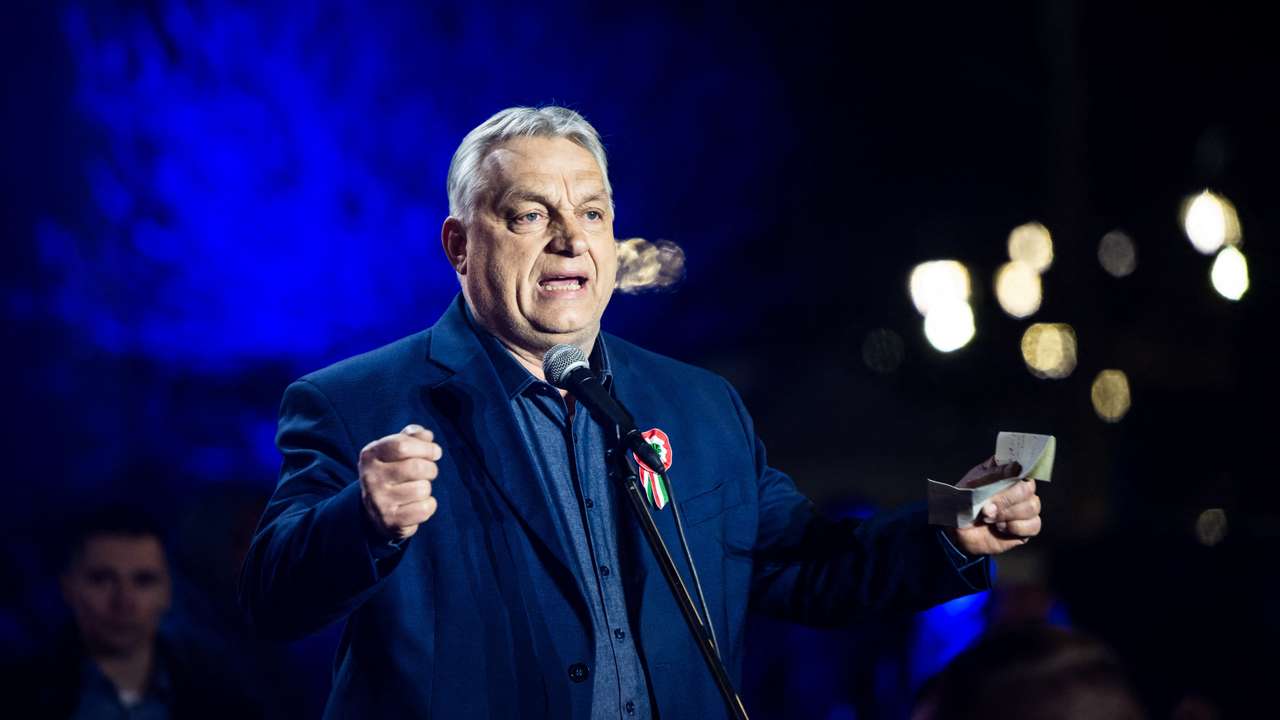 Hungarian Prime Minister Viktor Orban at an election campaign rally
