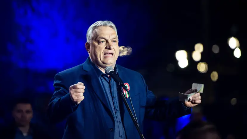 Hungarian Prime Minister Viktor Orban at an election campaign rally