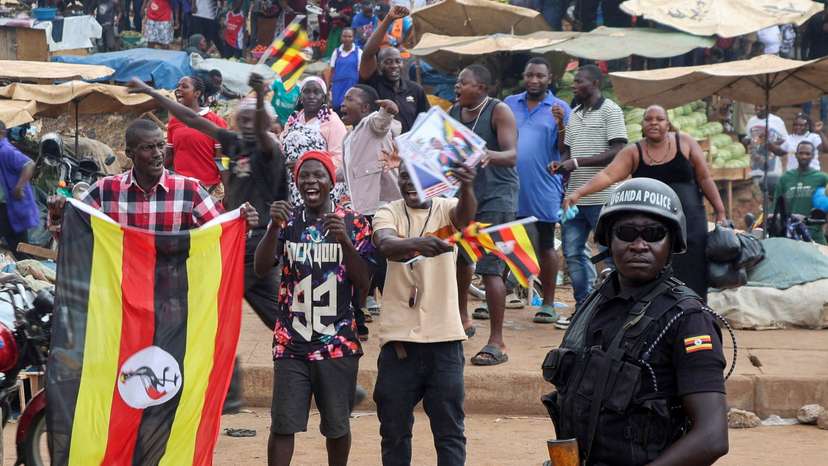 Ugandan Predidential candidate Robert Kyagulanyi of the National Unity Platform (NUP) party attends a campaign rally, in Kampala