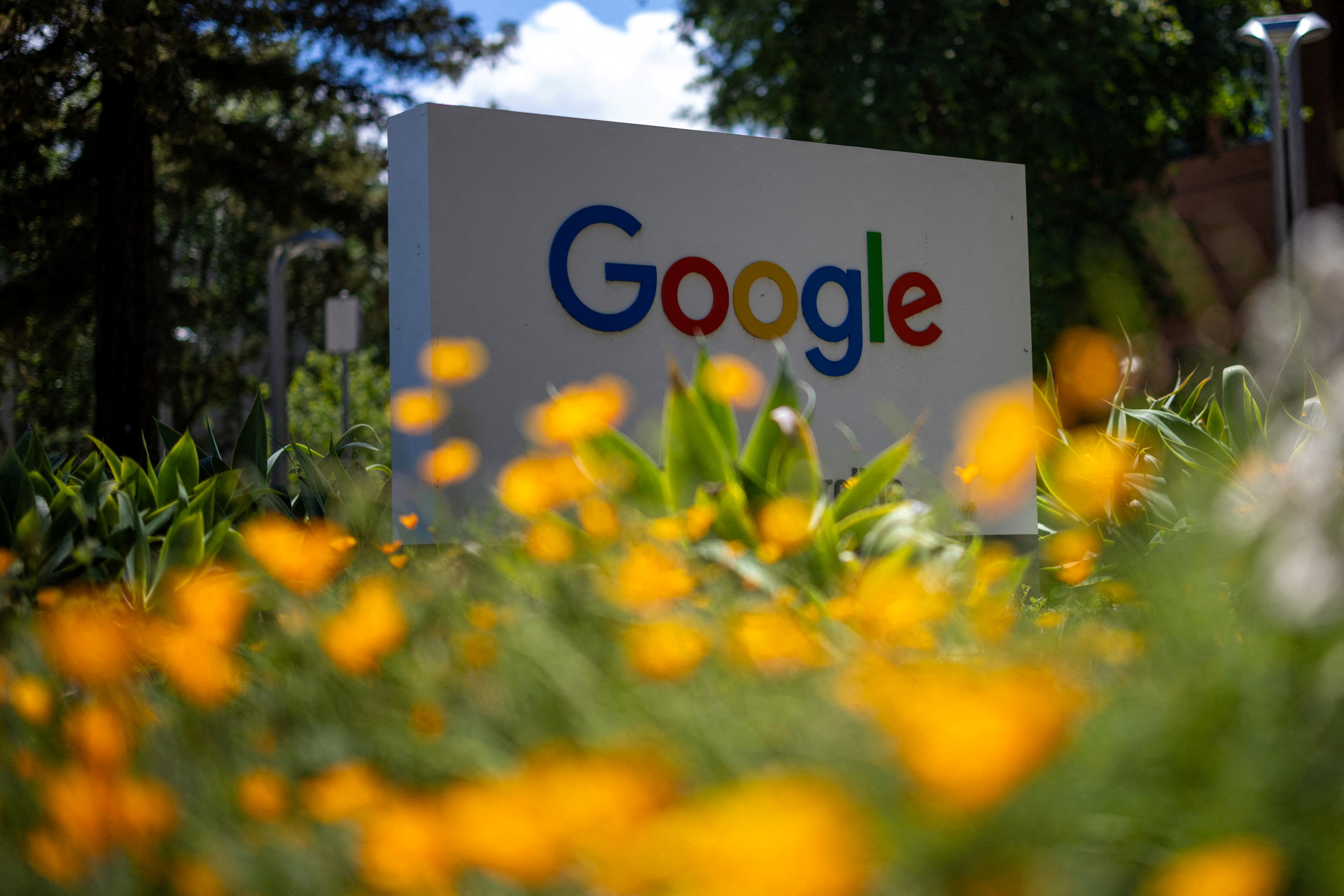 FILE PHOTO: A Google logo is seen at a company research facility in Mountain View, California