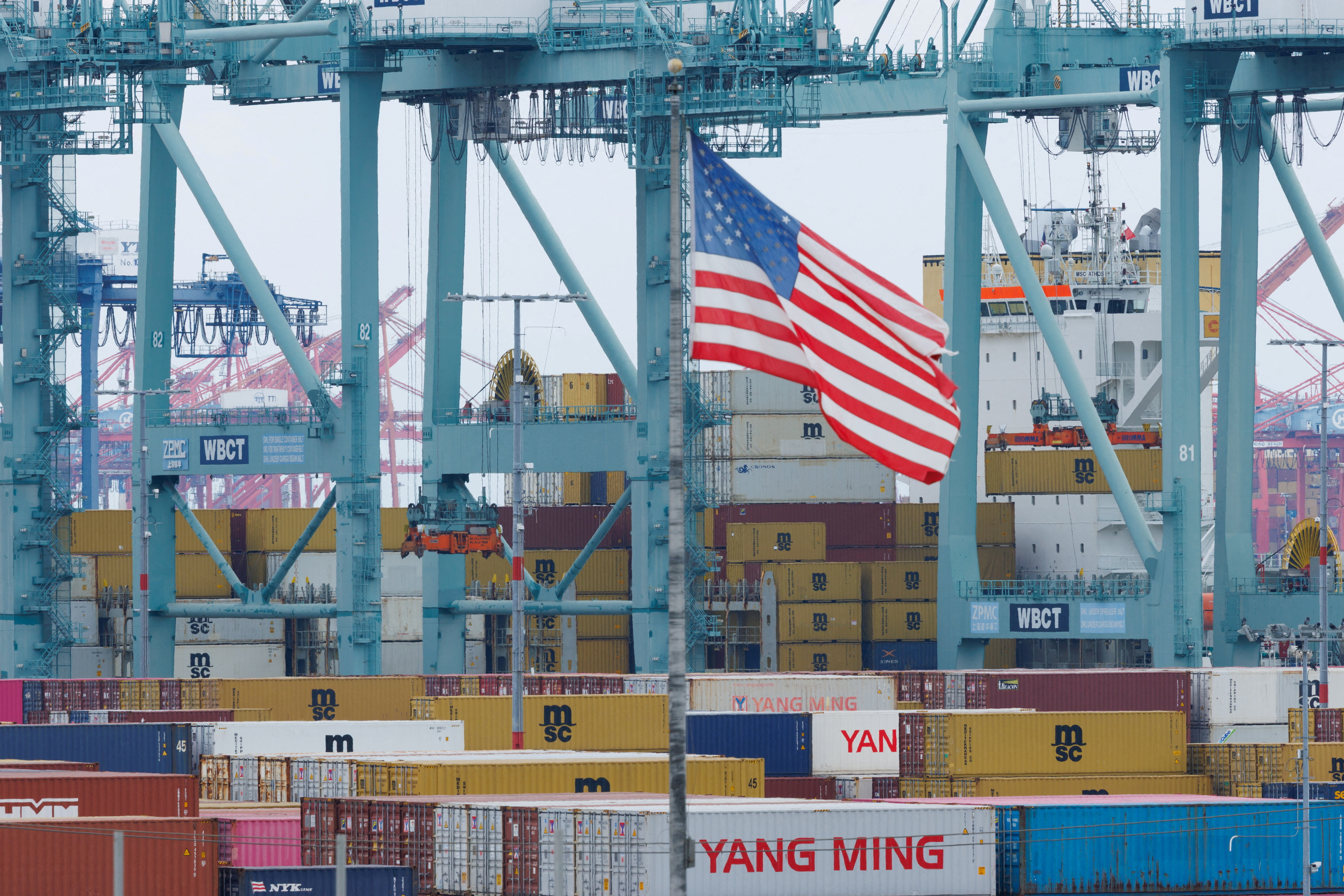 FILE PHOTO: Chinese shipping containers at the Port of Los Angeles