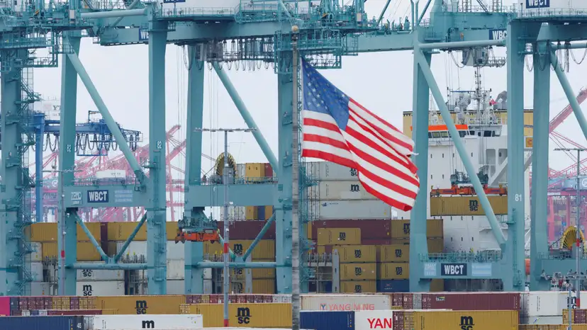 FILE PHOTO: Chinese shipping containers at the Port of Los Angeles