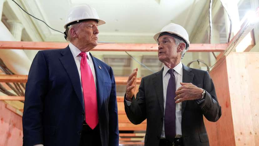 U.S. President Trump tours the Federal Reserve Board building in Washington, D.C.