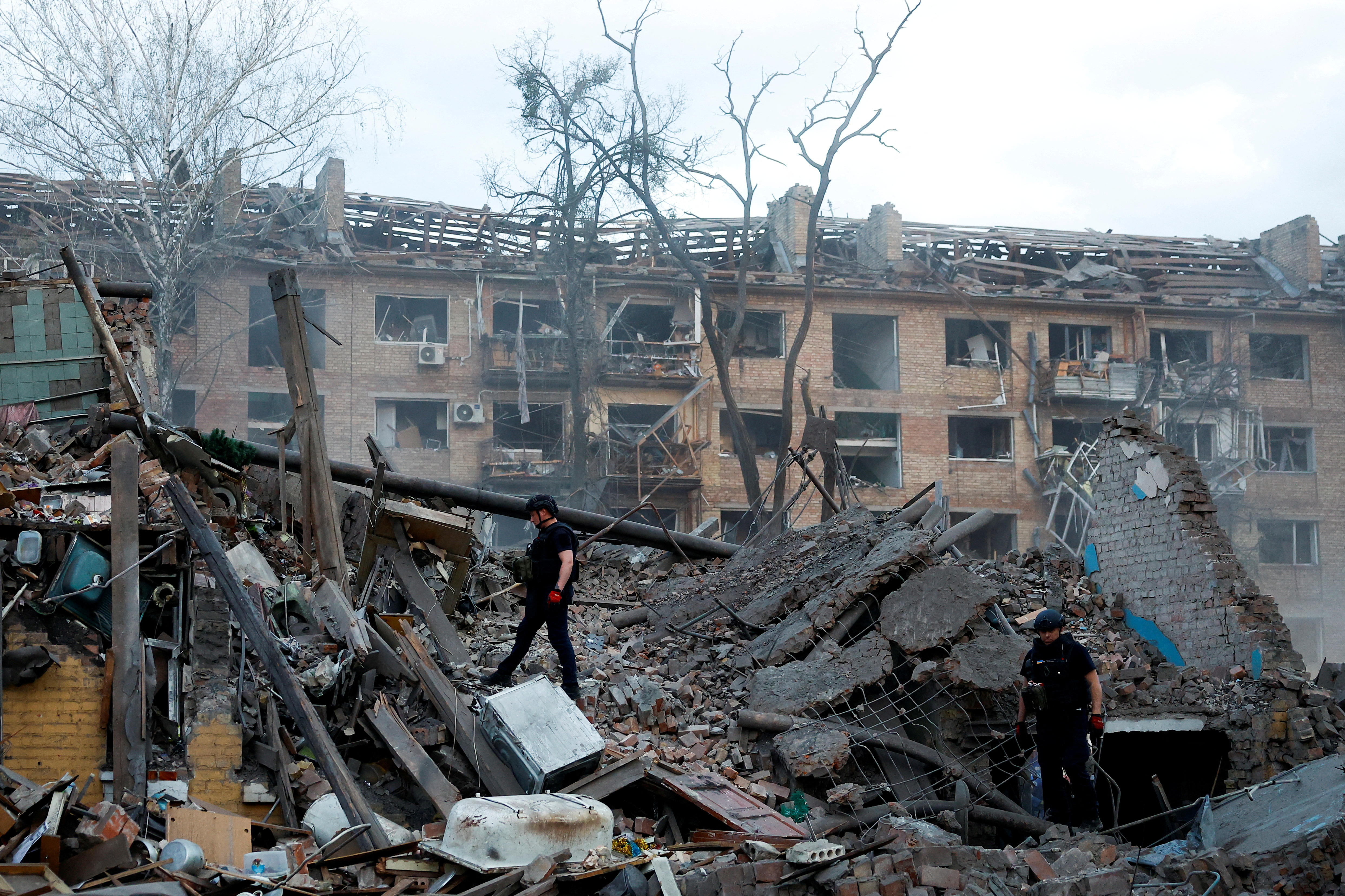 Aftermath of a Russian ballistic missile strike, in Kyiv