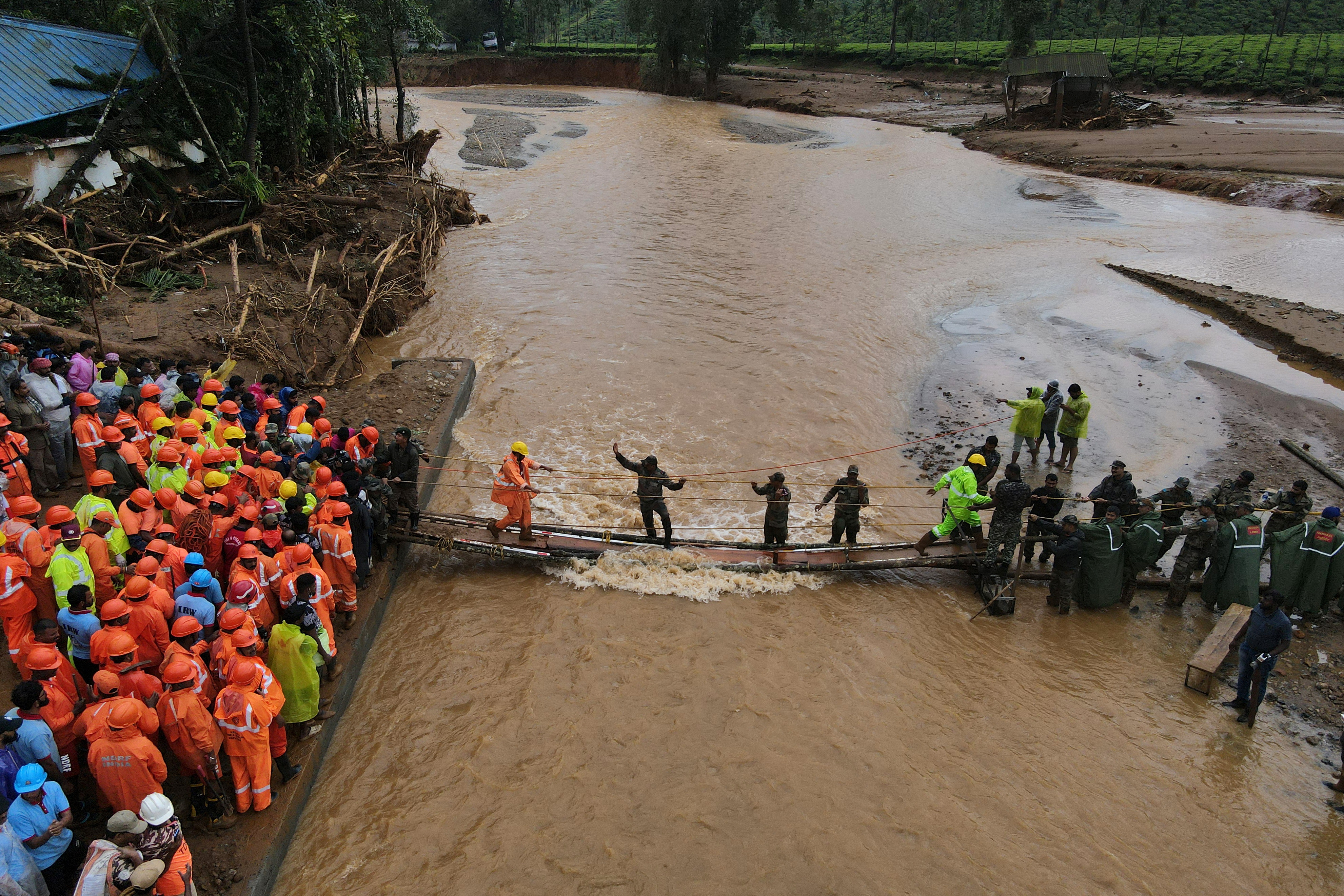 Aftermath of landslides in the hills in Wayanad