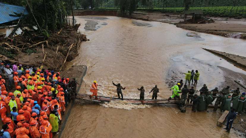 Aftermath of landslides in the hills in Wayanad