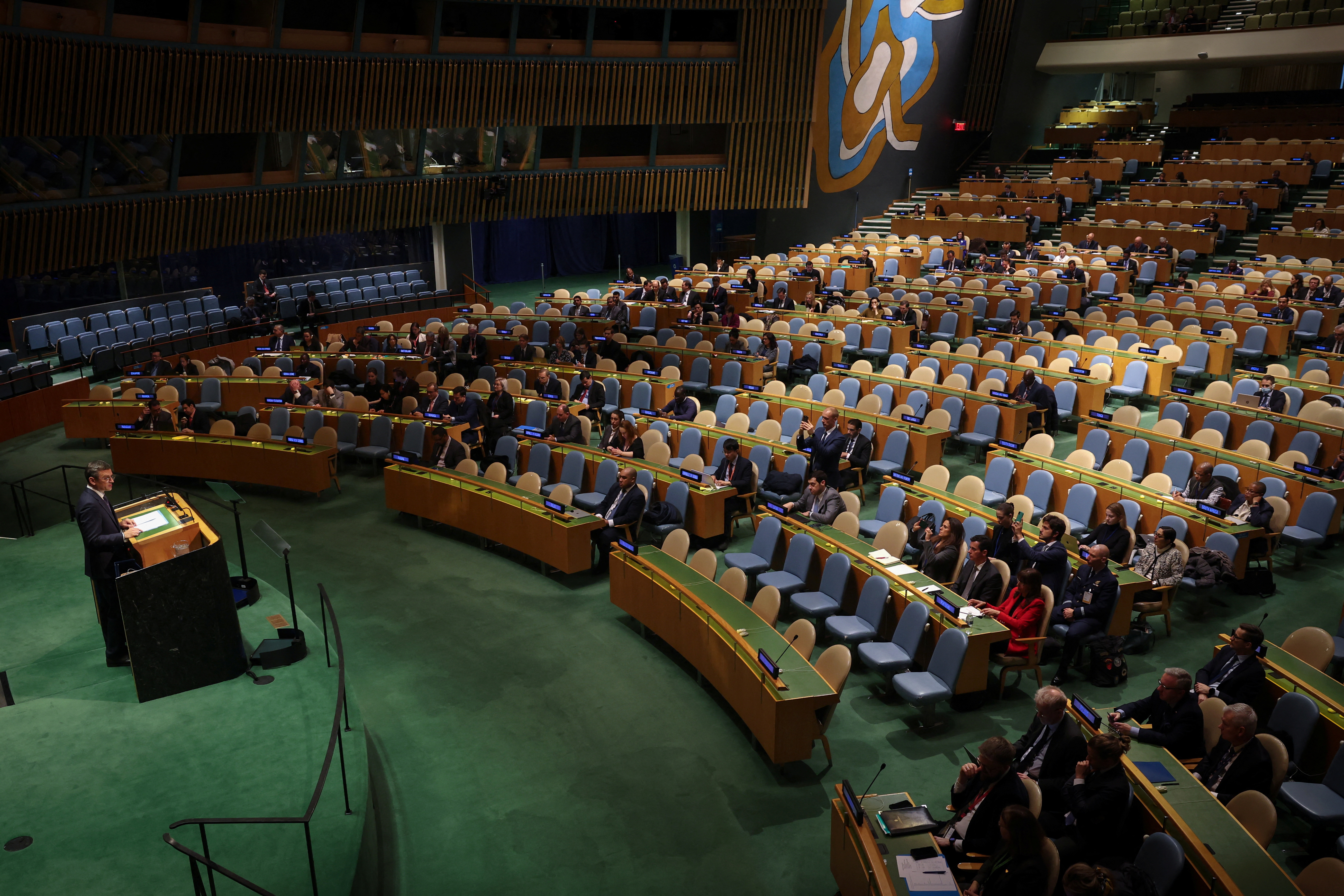 United Nations General Assembly holds meeting on Ukraine ahead of 2nd anniversary of Russian invasion, at U.N. headquarters in New York