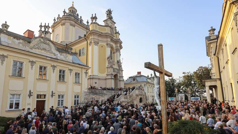 Farewell ceremony for the former Ukrainian parliamentary speaker Parubiy in Lviv
