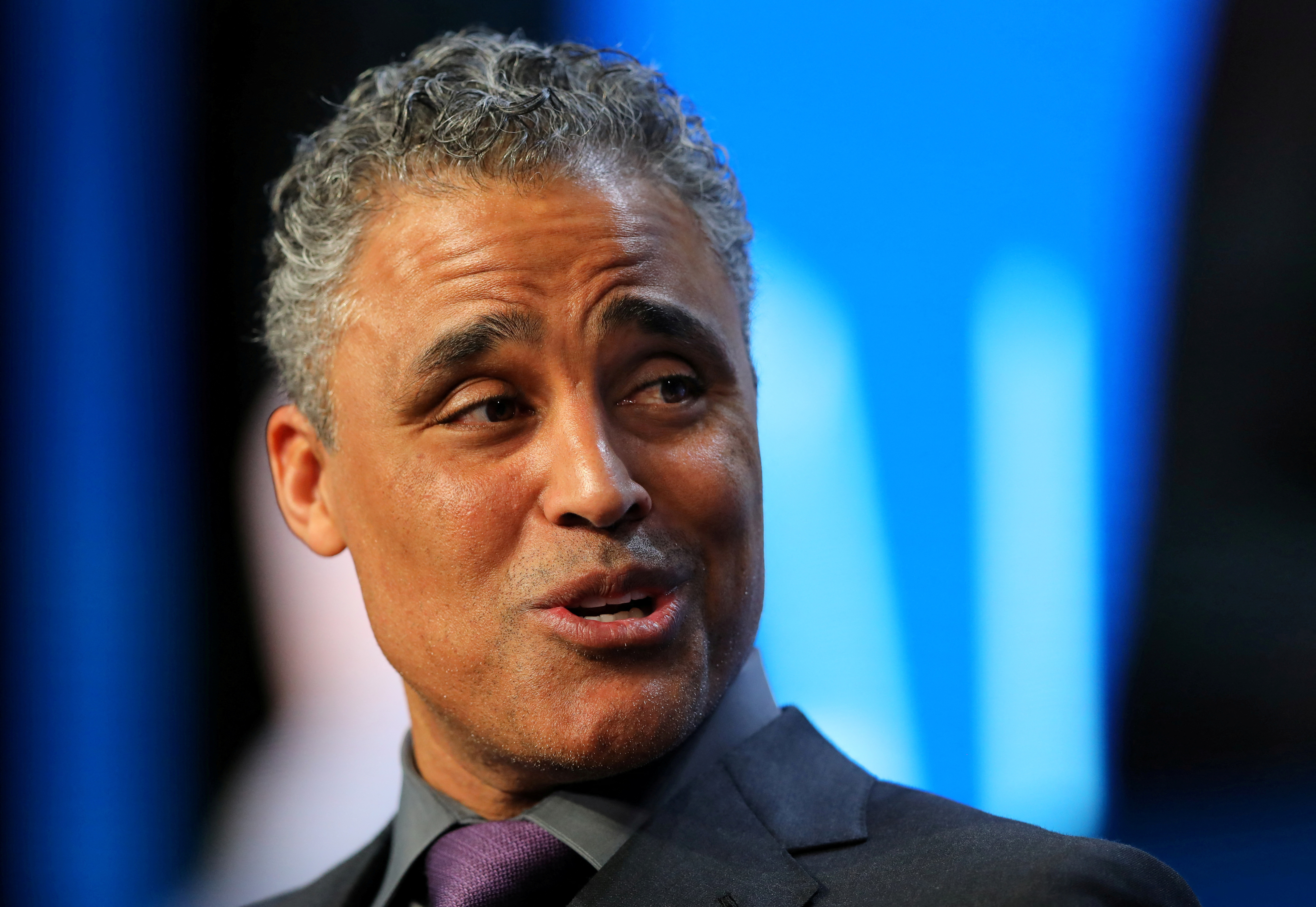 FILE PHOTO: Rick Fox, three-time NBA Champion and founding partner of Vision Venture Partners, speaks during the Milken Institute Global Conference in Beverly Hills