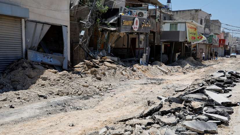 Aftermath of an Israeli raid at Nur Shams camp, in Tulkarm