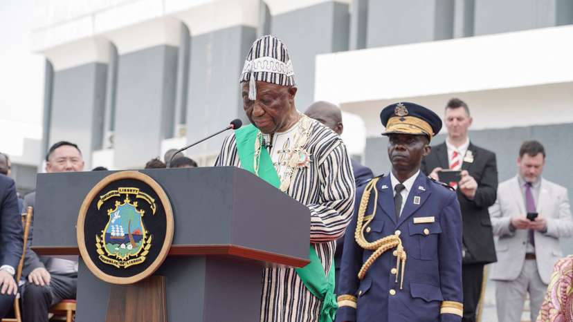 Liberia's new President Joseph Boakai attends his swearing-in ceremony in Monrovia