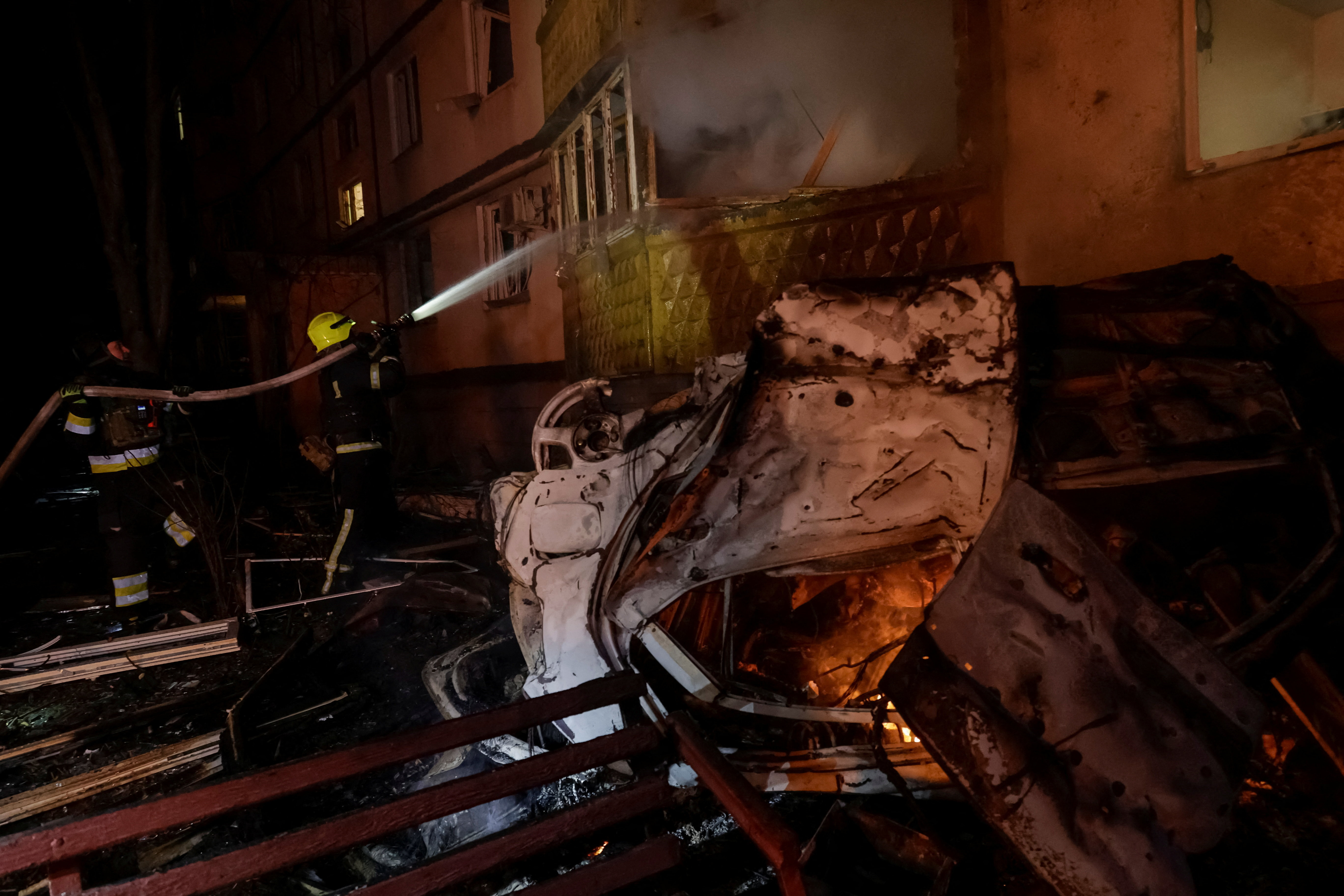 Aftermath of a Russian drone attack in Kharkiv