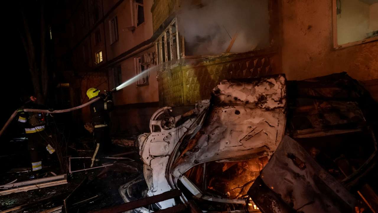 Aftermath of a Russian drone attack in Kharkiv