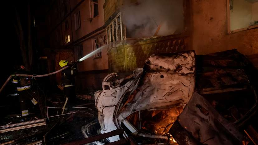 Aftermath of a Russian drone attack in Kharkiv