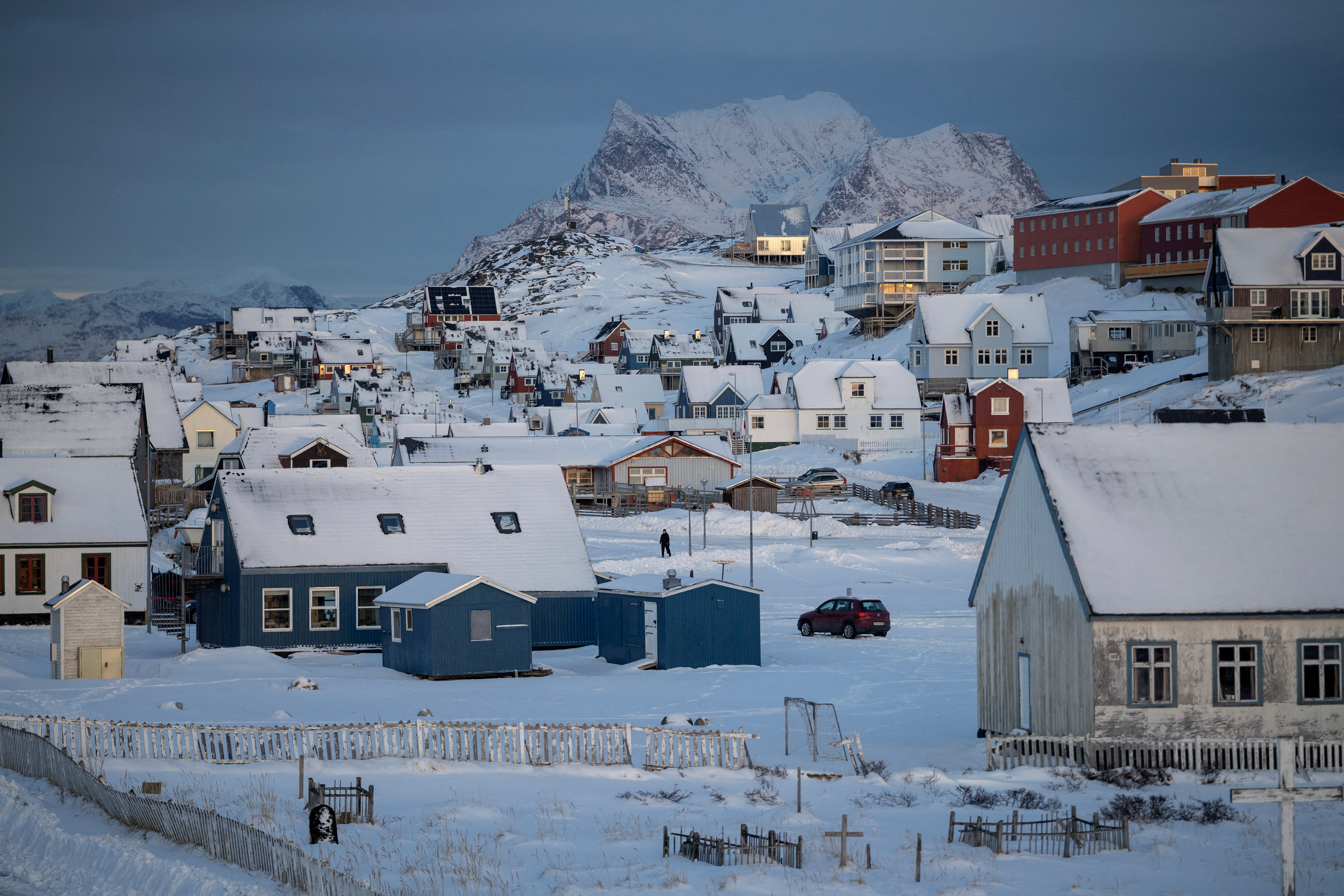A view of buildings in Nuuk on the day of the meeting between top U.S. officials and the foreign ministers of Denmark and Greenland, in Nuuk