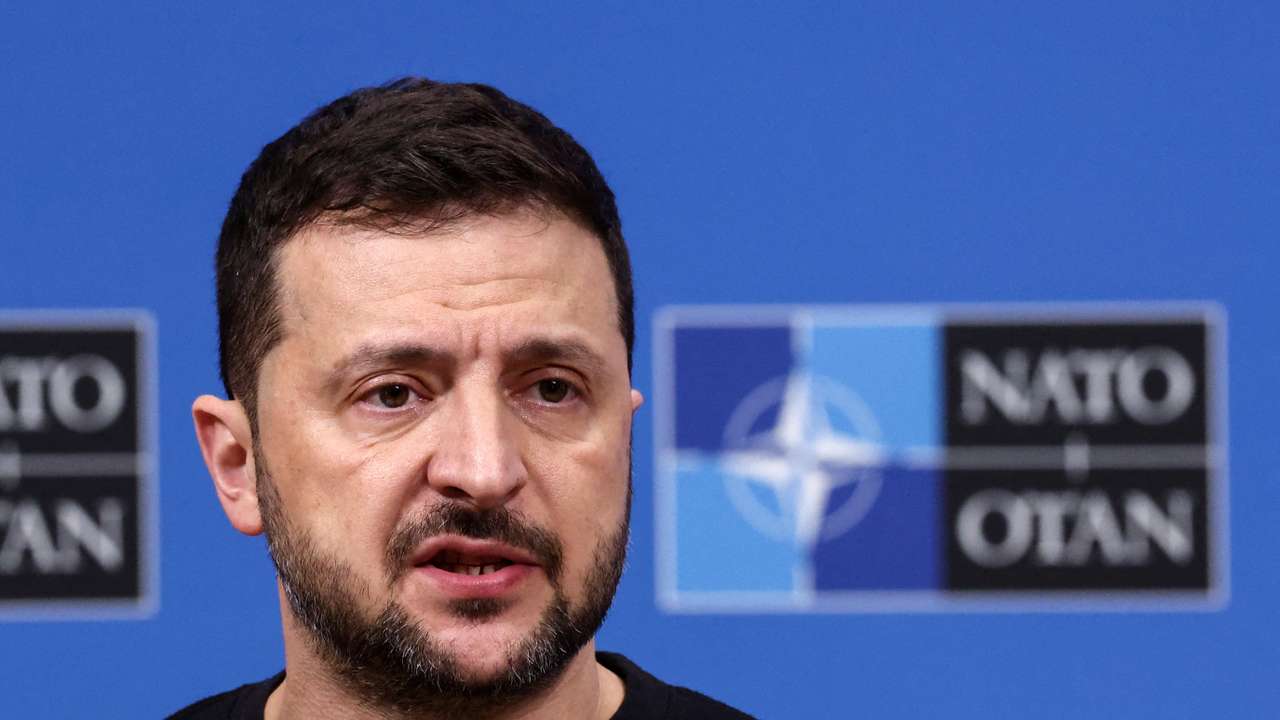 FILE PHOTO: Ukraine's President Volodymyr Zelenskiy attends a press conference, in Brussels