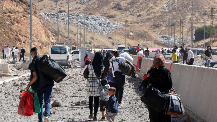 Aftermath of an Israeli strike at Lebanon's Masnaa border crossing with Syria