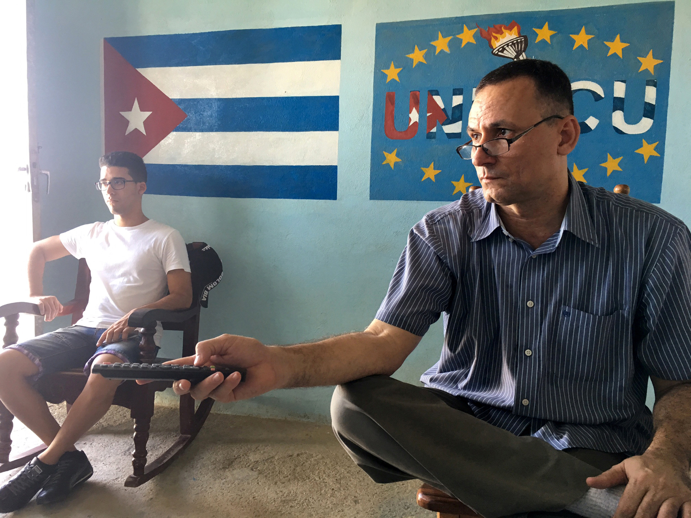 Jose Daniel Ferrer, who leads the Patriotic Union of Cuba (UNPACU), the country's largest dissident group, sits at UNPACU's headquarter in Santiago de Cuba