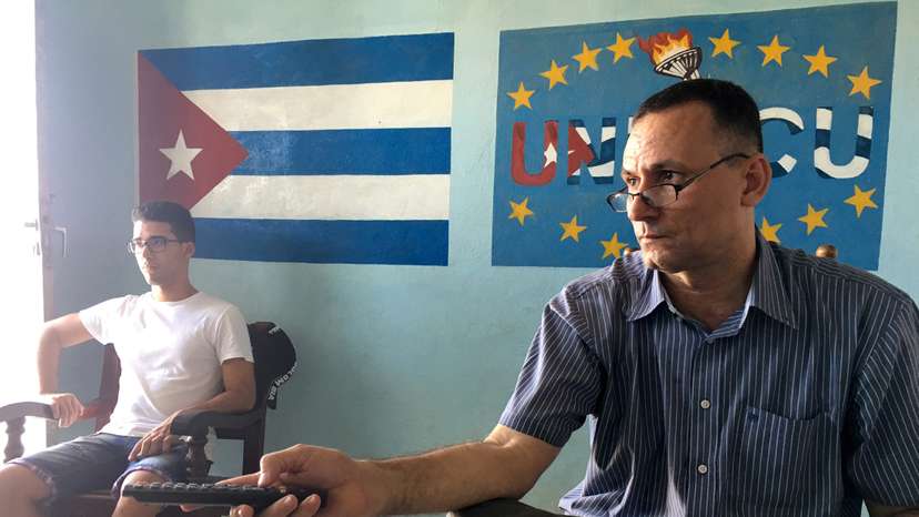 Jose Daniel Ferrer, who leads the Patriotic Union of Cuba (UNPACU), the country's largest dissident group, sits at UNPACU's headquarter in Santiago de Cuba