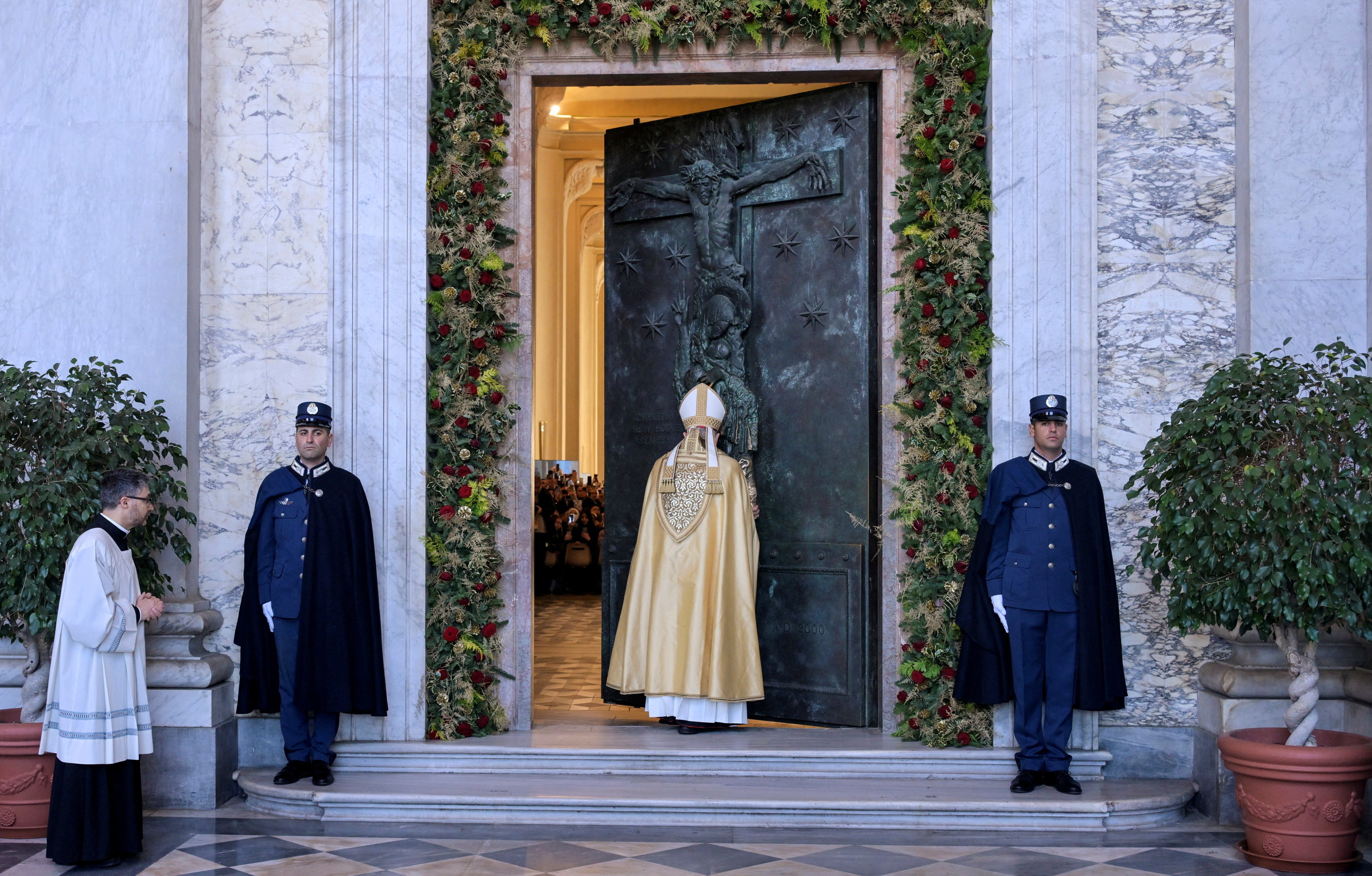 Closing a Holy Door, as part of the end of the Catholic Jubilee Year, in Rome