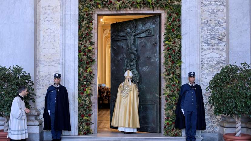 Closing a Holy Door, as part of the end of the Catholic Jubilee Year, in Rome