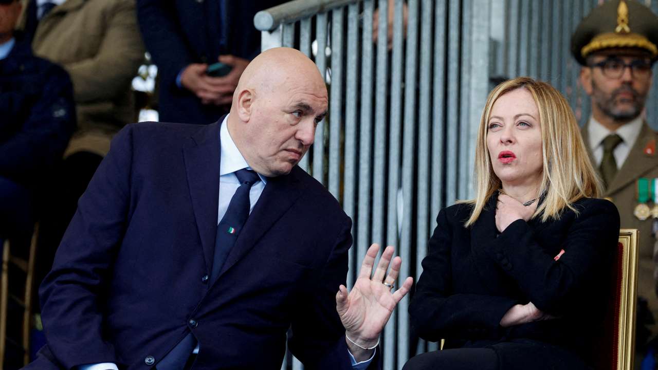 Italy's PM Giorgia Meloni attends a ceremony to mark the 163rd anniversary of the Italian Army