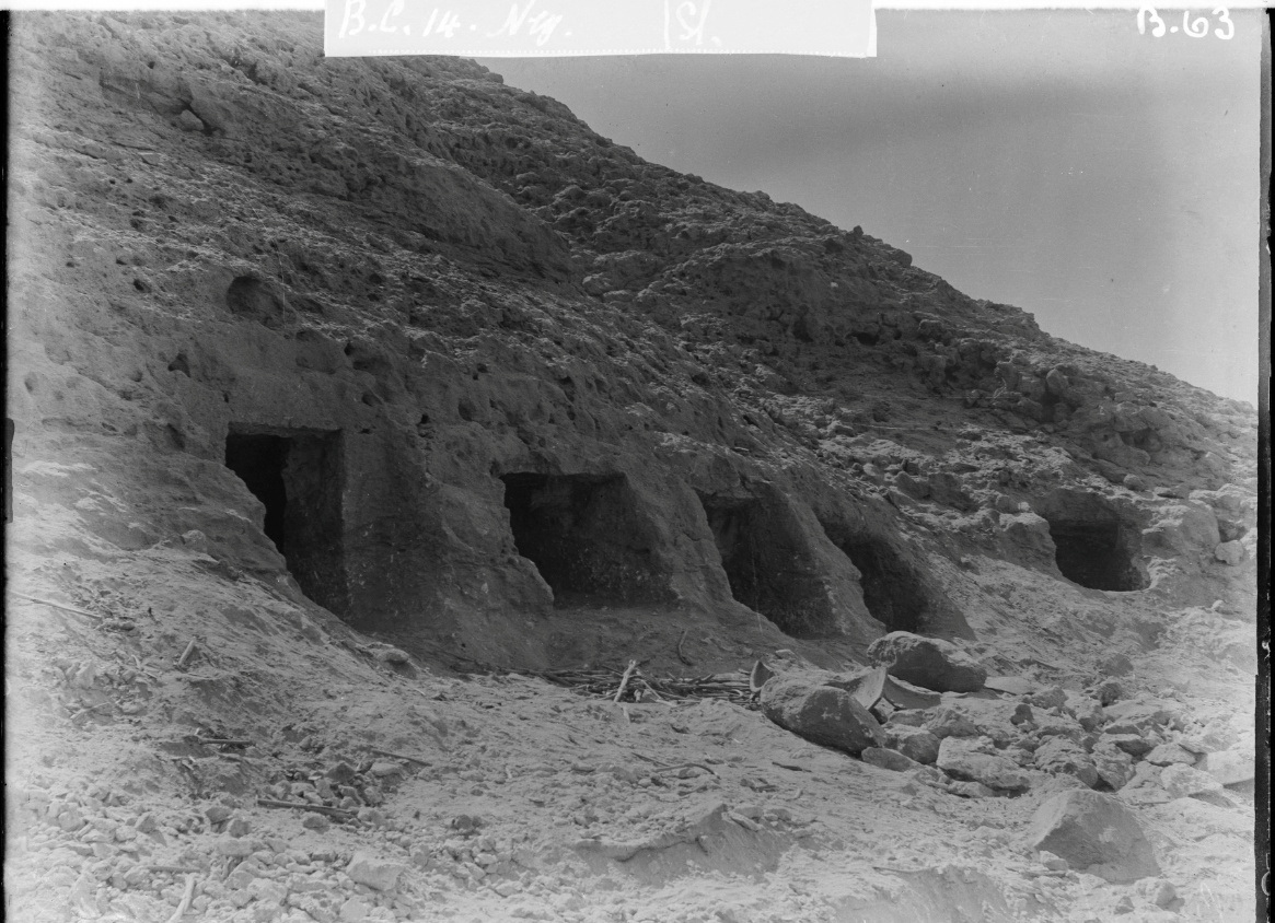 Rock-cut tombs at Nuwayrat, Egypt, photographed when they were excavated in 1902