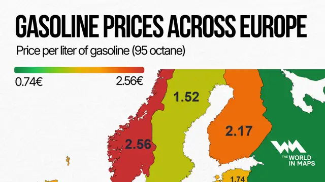 Norway has Europe’s highest petrol prices, Russia and Belarus remain cheapest