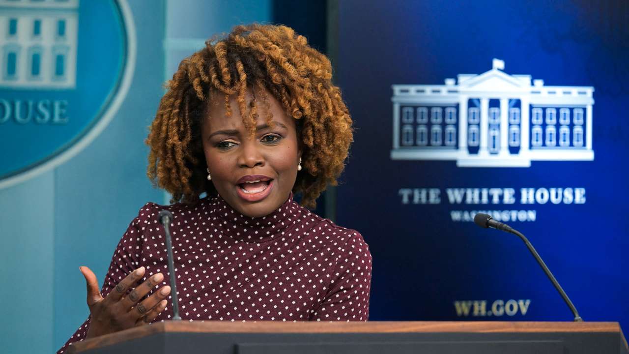 White House Press Secretary Karine Jean-Pierre holds a press briefing at the White House in Washington