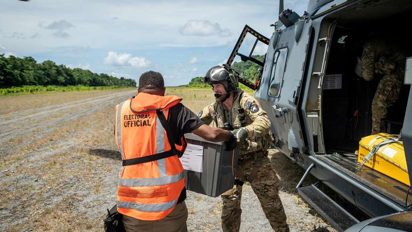 FILE PHOTO: FILE PHOTO: NZDF Joint Task Force assist in delivering ballot boxes to remote areas of the Solomon Islands