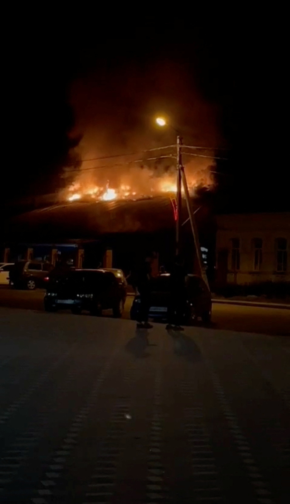 A view of a fire at Korenevsky Plant low-voltage equipment in Korenevo