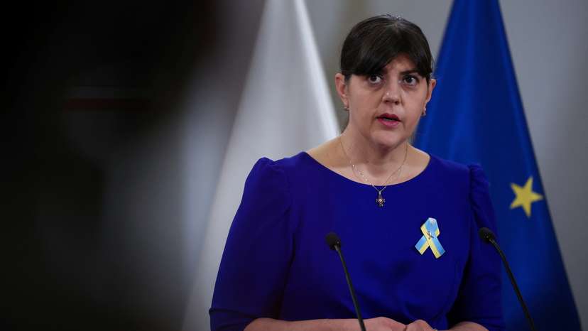 Poland's Minister of Justice Prosecutor General Adam Bodnar and the European Prosecutor General Laura Codruta Kovesi attend a press conference in Warsaw