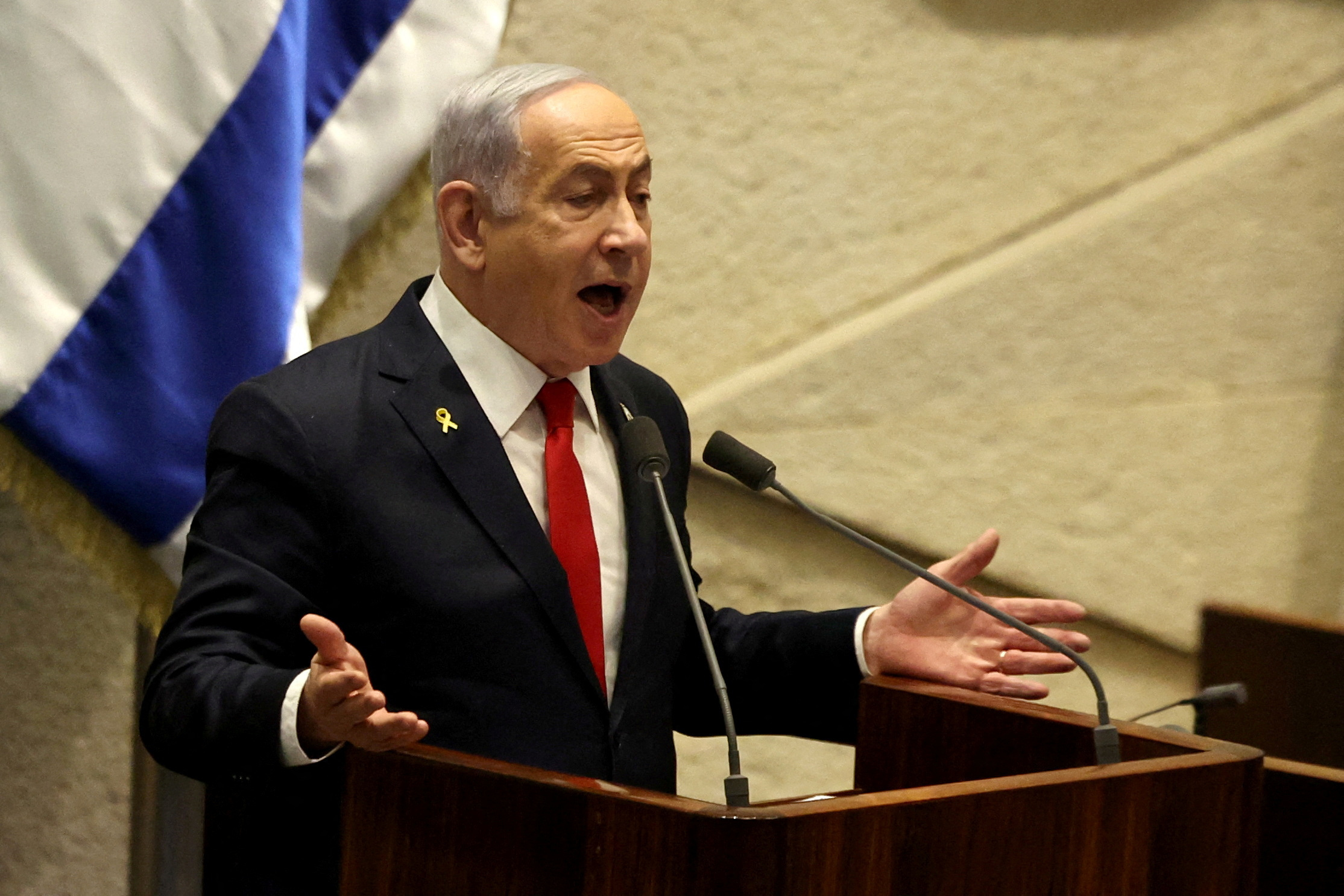 FILE PHOTO: Israeli PM Netanyahu speaks at Knesset in Jerusalem